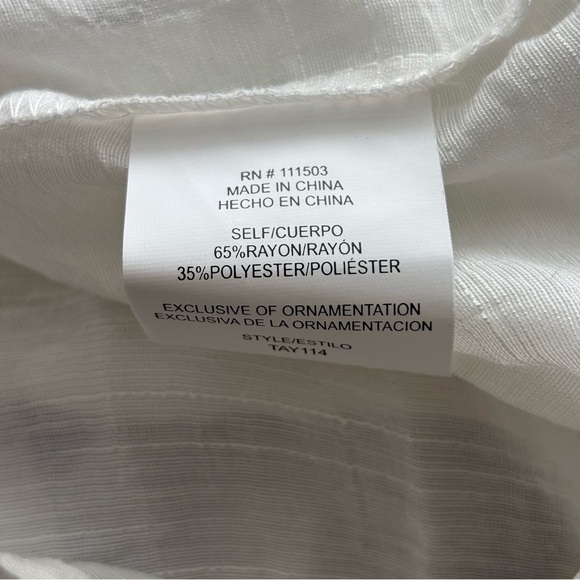 Figueroa & Flower White Drapey Elegant Lace Button Down 3/4 Sleeve Blouse - Picture 10 of 11